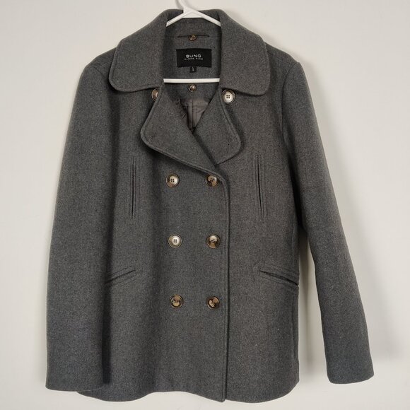SUNG ALFRED SUNG Women's Jacket Size L Gray Wool Cotton Business Casual Academia - Picture 1 of 9